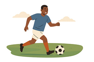 Young boy enjoys playing soccer on a, an Illustration by ZinetroN
