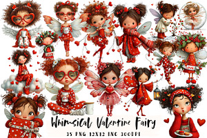 Whimsical Valentine Fairy Clipart, an Illustration by OK Design
