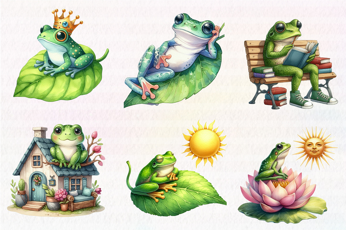 Cute Frog Clipart, an Illustration by CreationArt (Photo 2 of 5)
