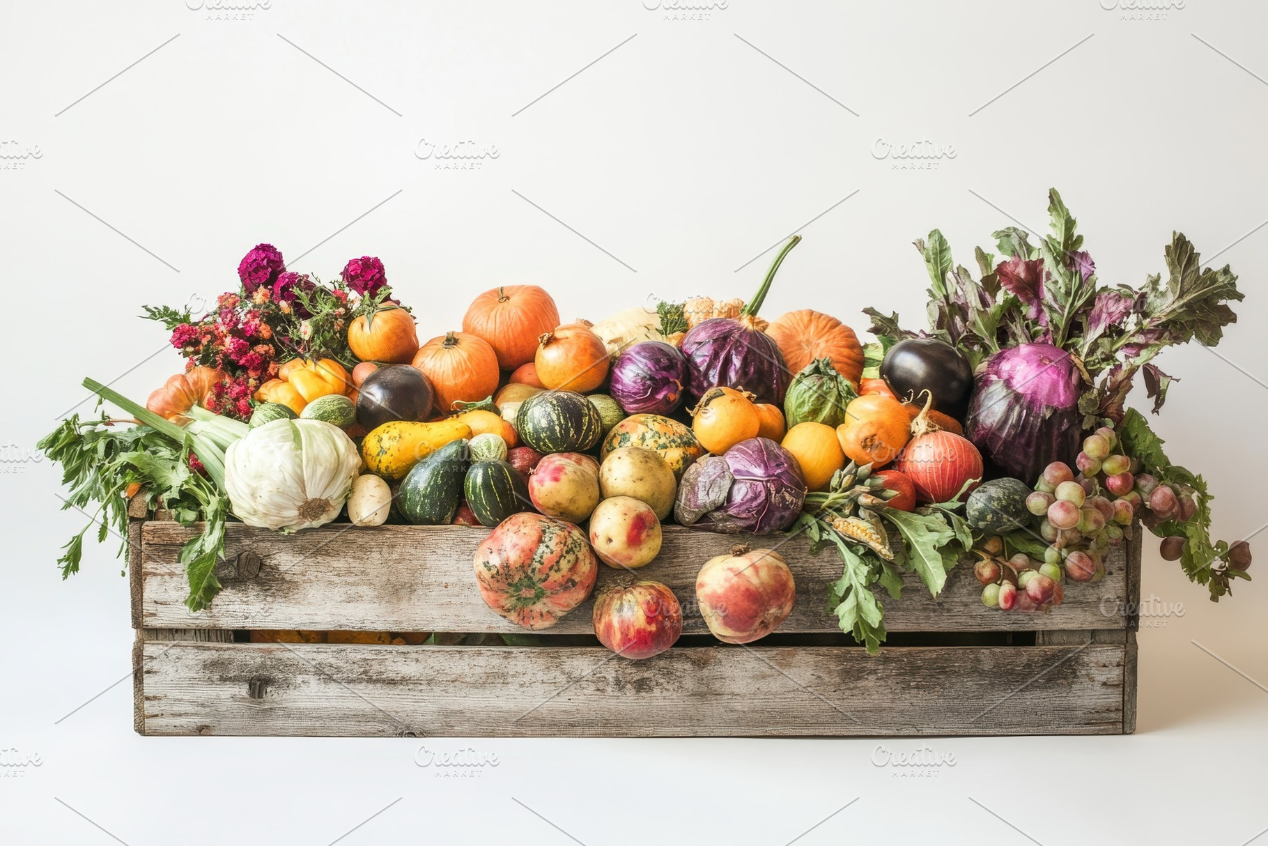 Rustic wooden crate filled, a Photo by Pavel_design