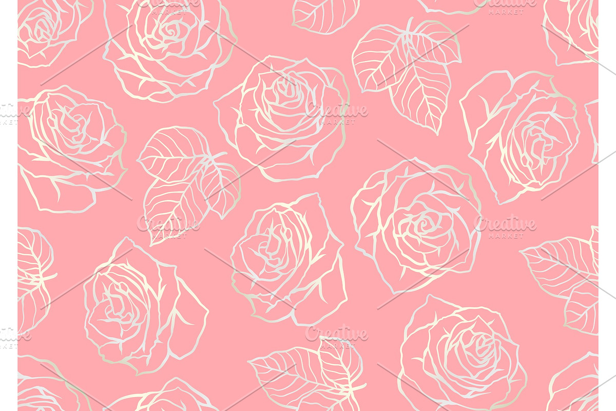Seamless pattern with outline roses, a Pattern Graphic by incomible