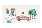 Car sharing line art banner, a Transportation Illustration by Good Studio (Thumbnail 4 of 4)