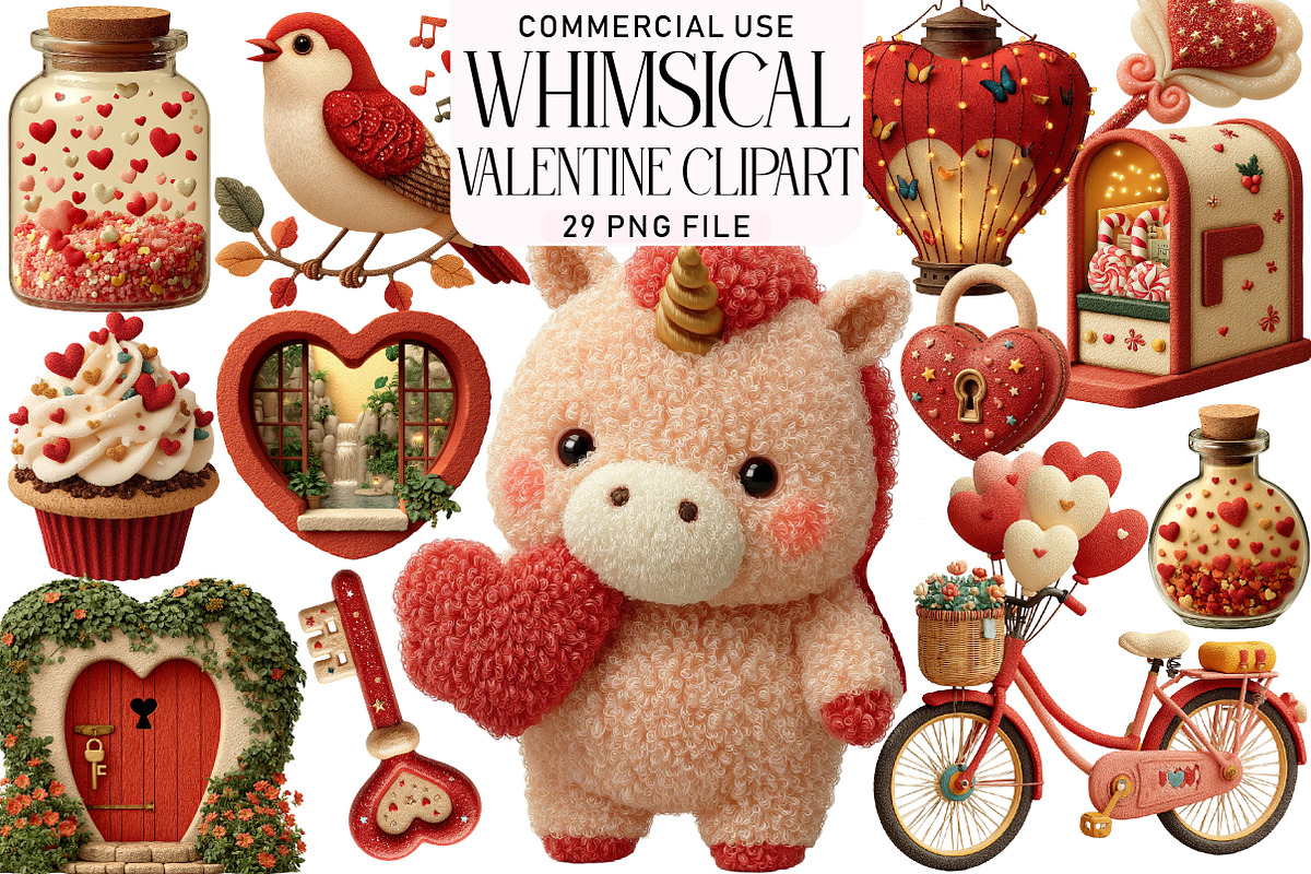 Whimsical Valentine Clipart, an Illustration by Daily.Designs (Photo 1 of 5)