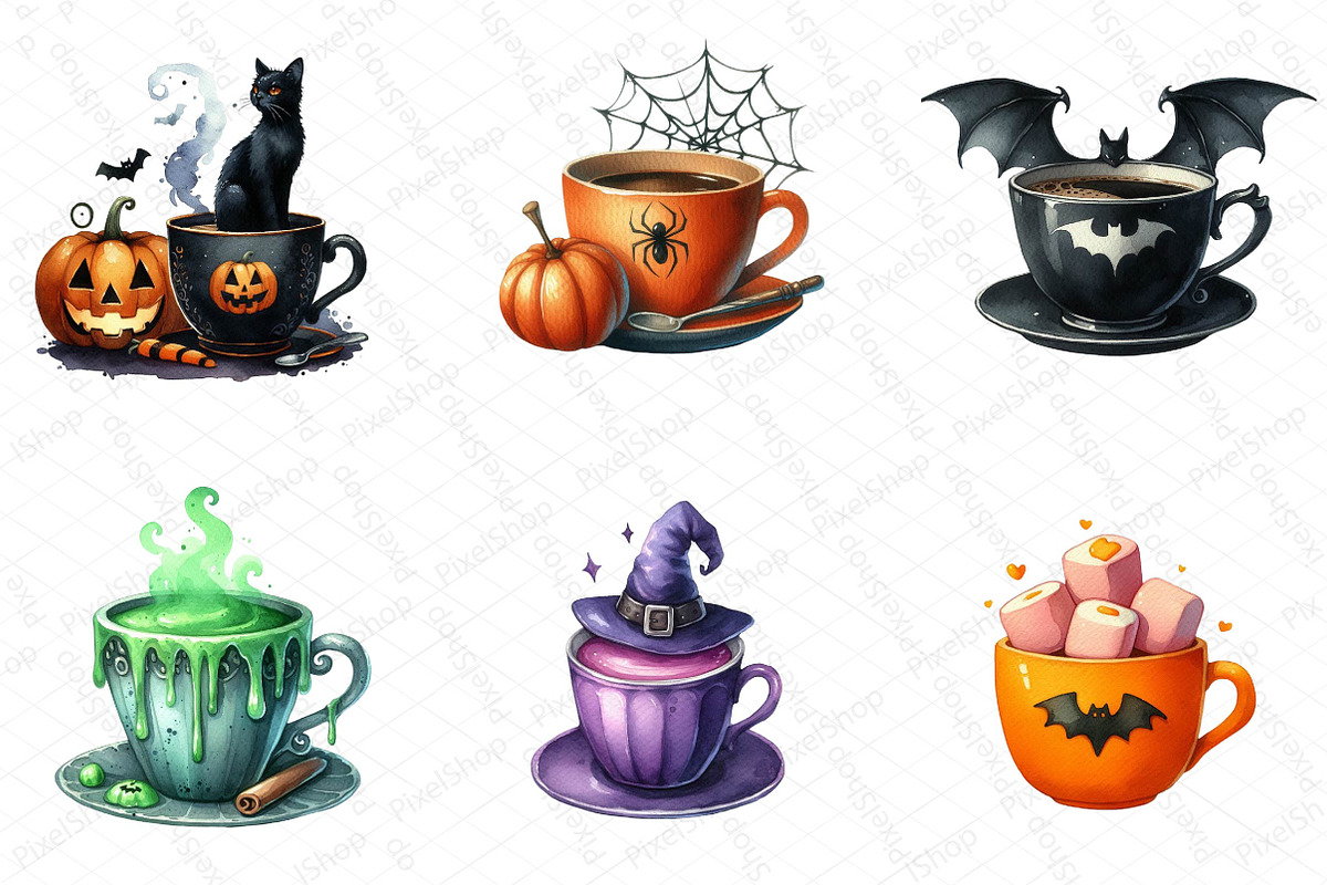 Halloween Coffee Cup Clipart Bundle, an Illustration by DreamPrint404 (Photo 2 of 6)