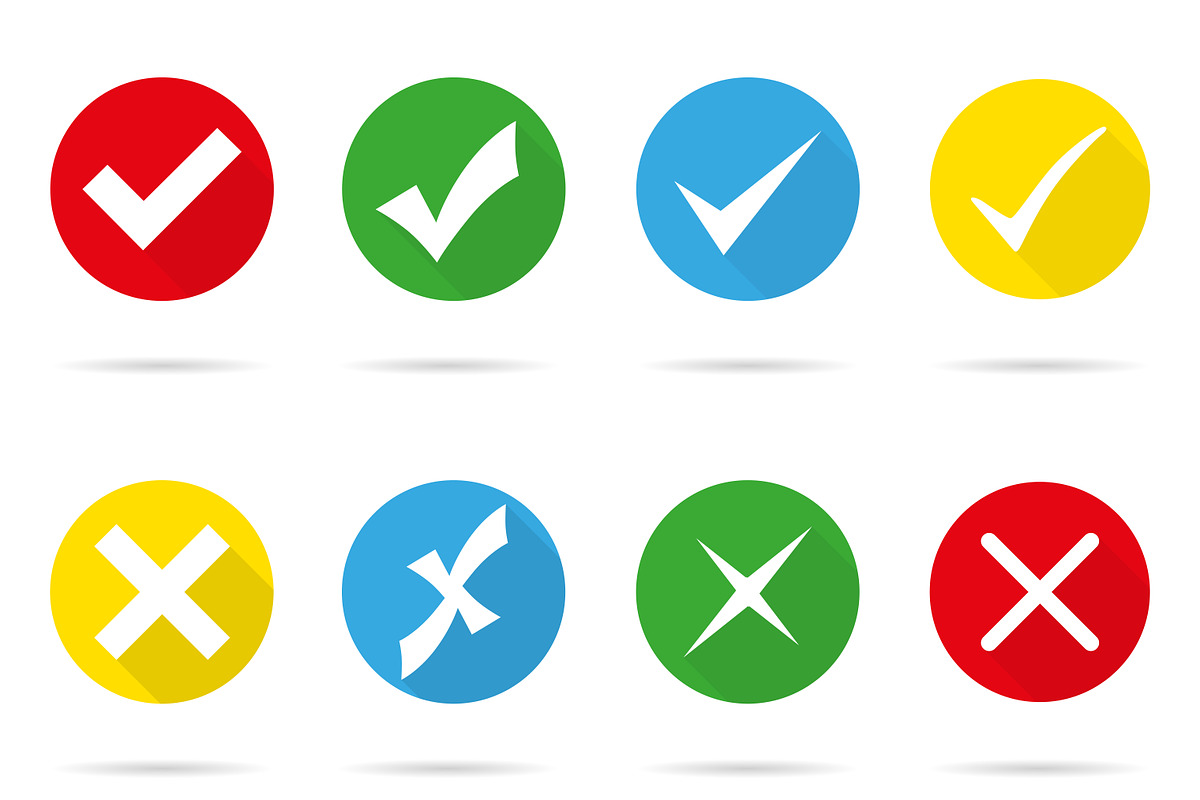 Set of colored check marks, a Graphic by vivat