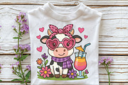 Highland Cow and Flowers PNG, an Illustration by CraftArtStudio (Thumbnail 3 of 4)