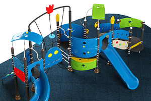 Kids playground equipment with slide