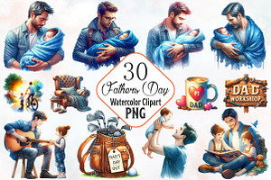 Fathers Day Watercolor Cliparts, an Illustration by RobertsArt