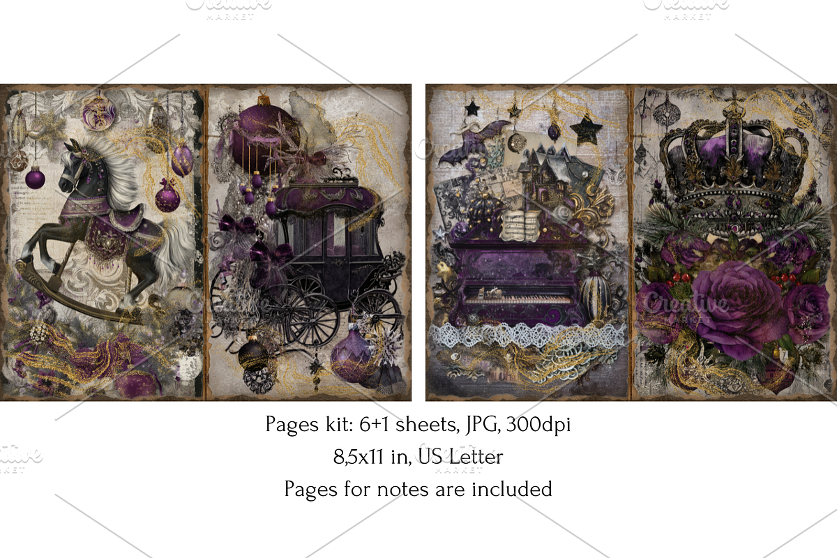 Grunge Gothic Christmas Junk Journal, a Seasonal Illustration by Print Haven Mochi Vintage (Photo 2 of 11)