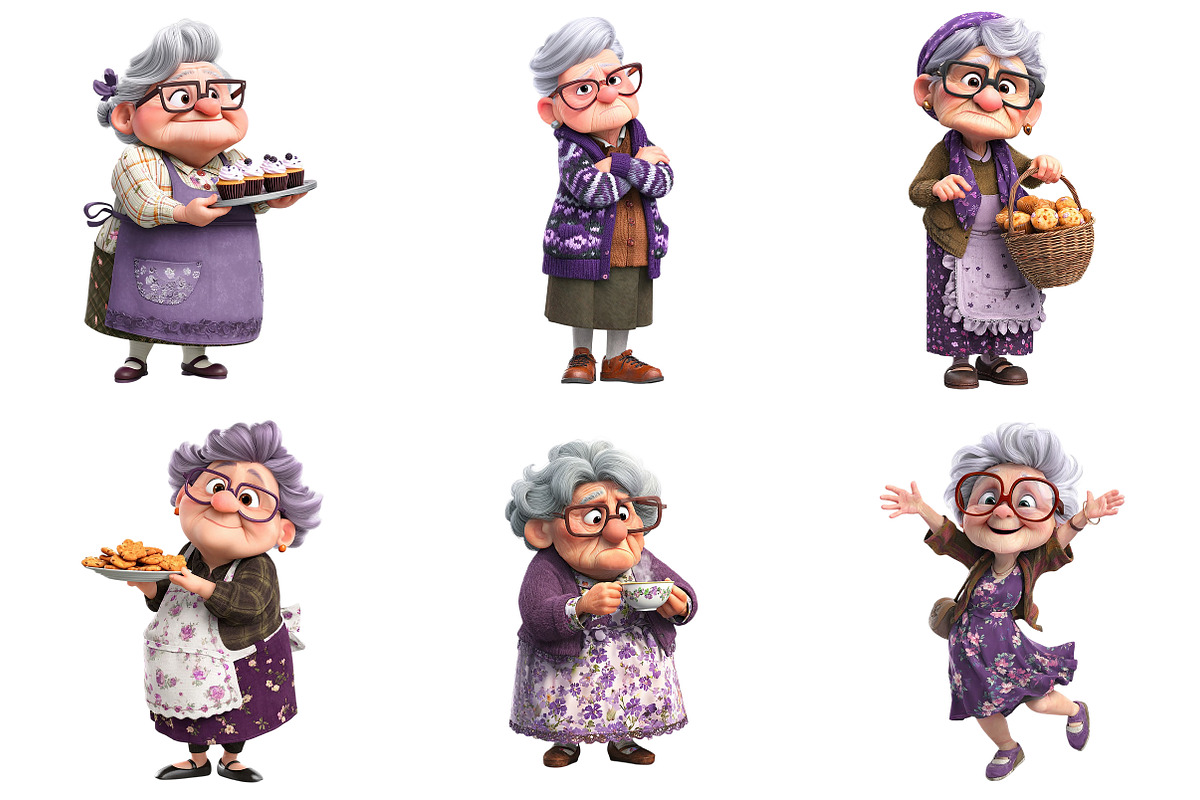 Whimsical Funny Grandma Clipart, an Illustration by Craft Nest (Photo 3 of 8)