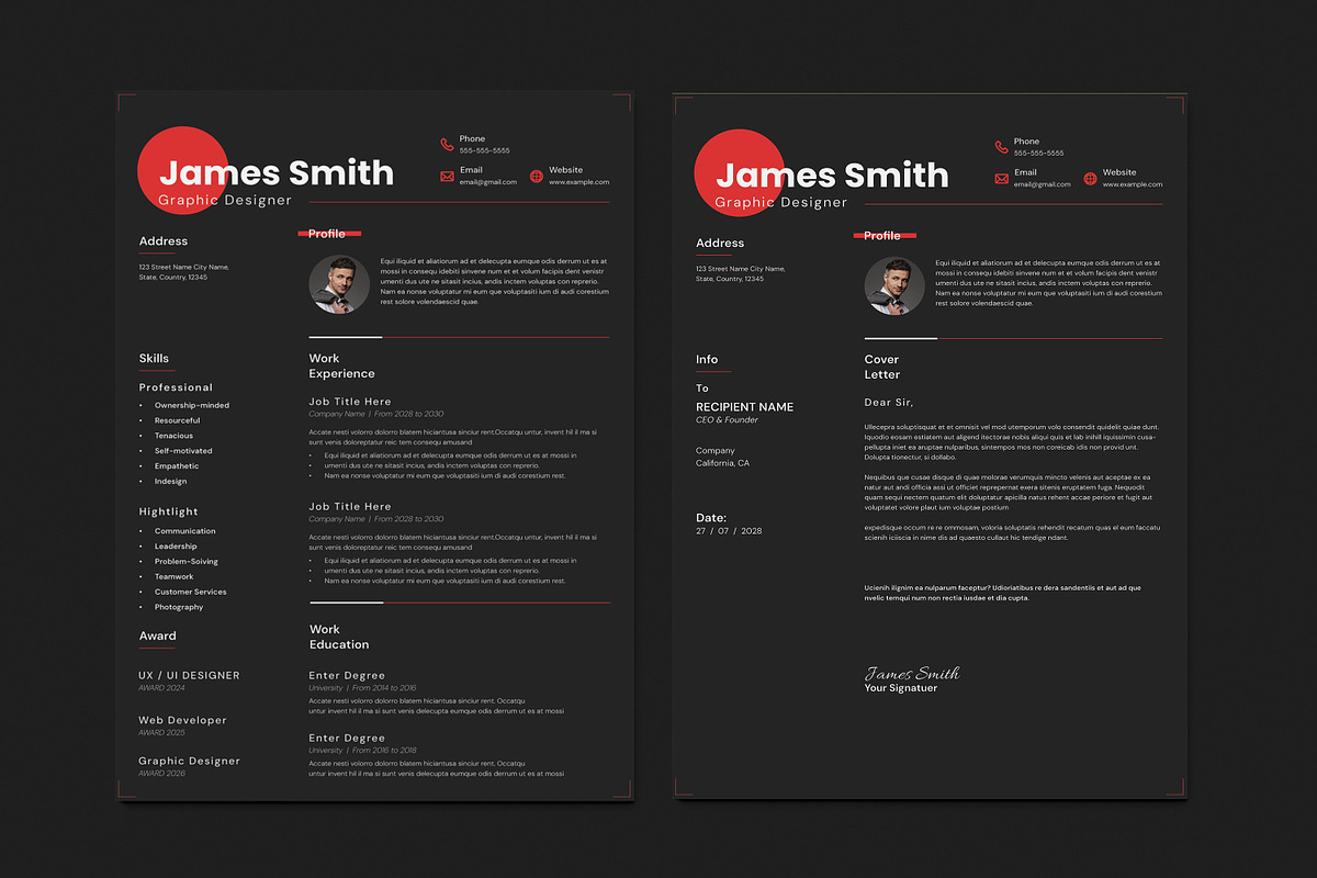 Black & Neutral Resume Template preview 2