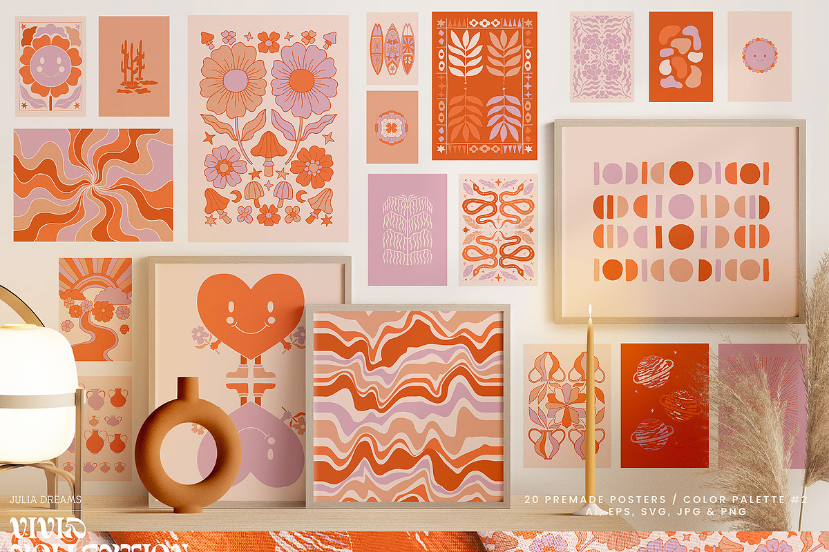 ヴィドール ポスター 13枚 Vivid Posters Patterns Bundle | Creative Market