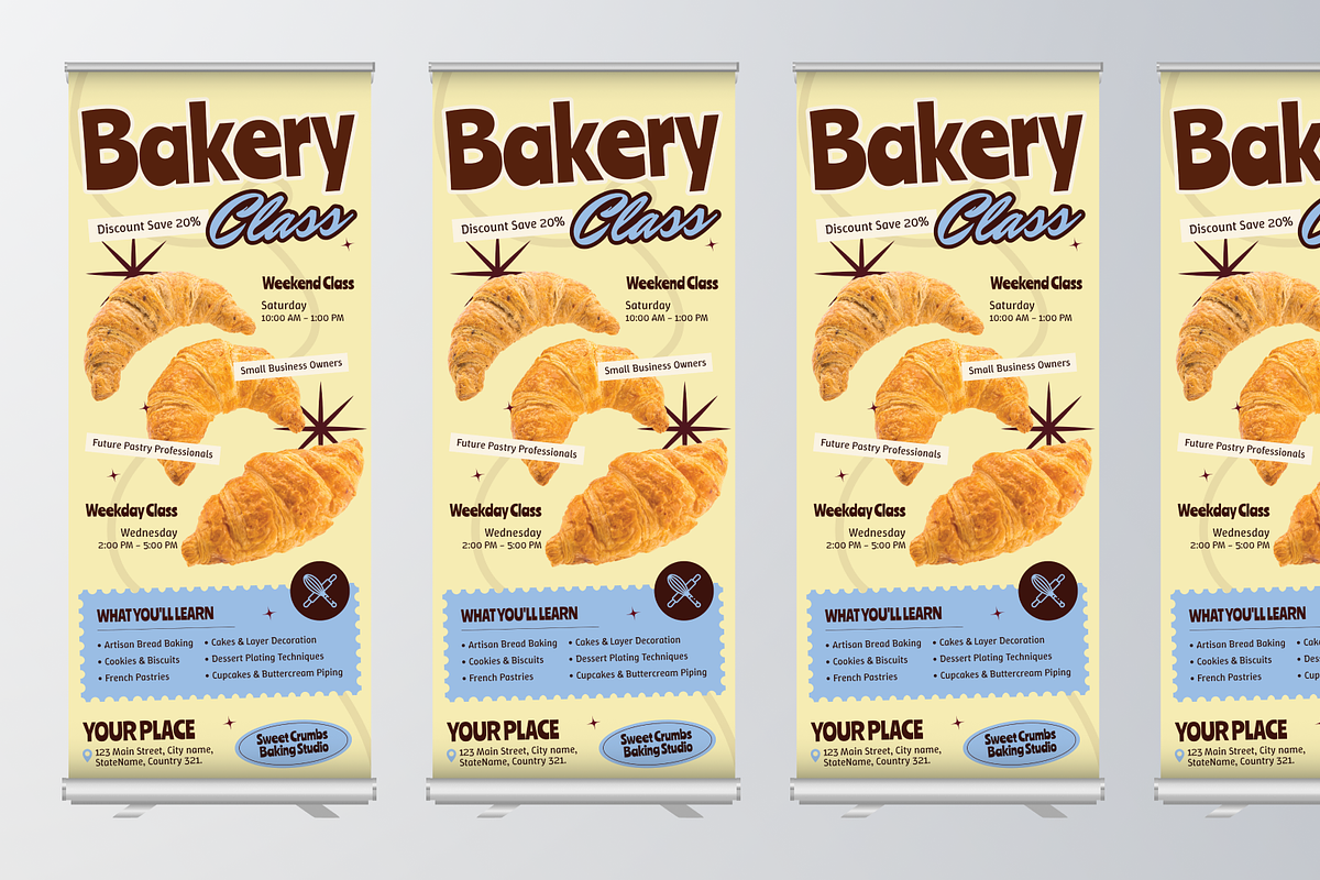 Modern Bakery Class Roll Up Banner, a Poster Template by Annora Studio (Photo 4 of 6)