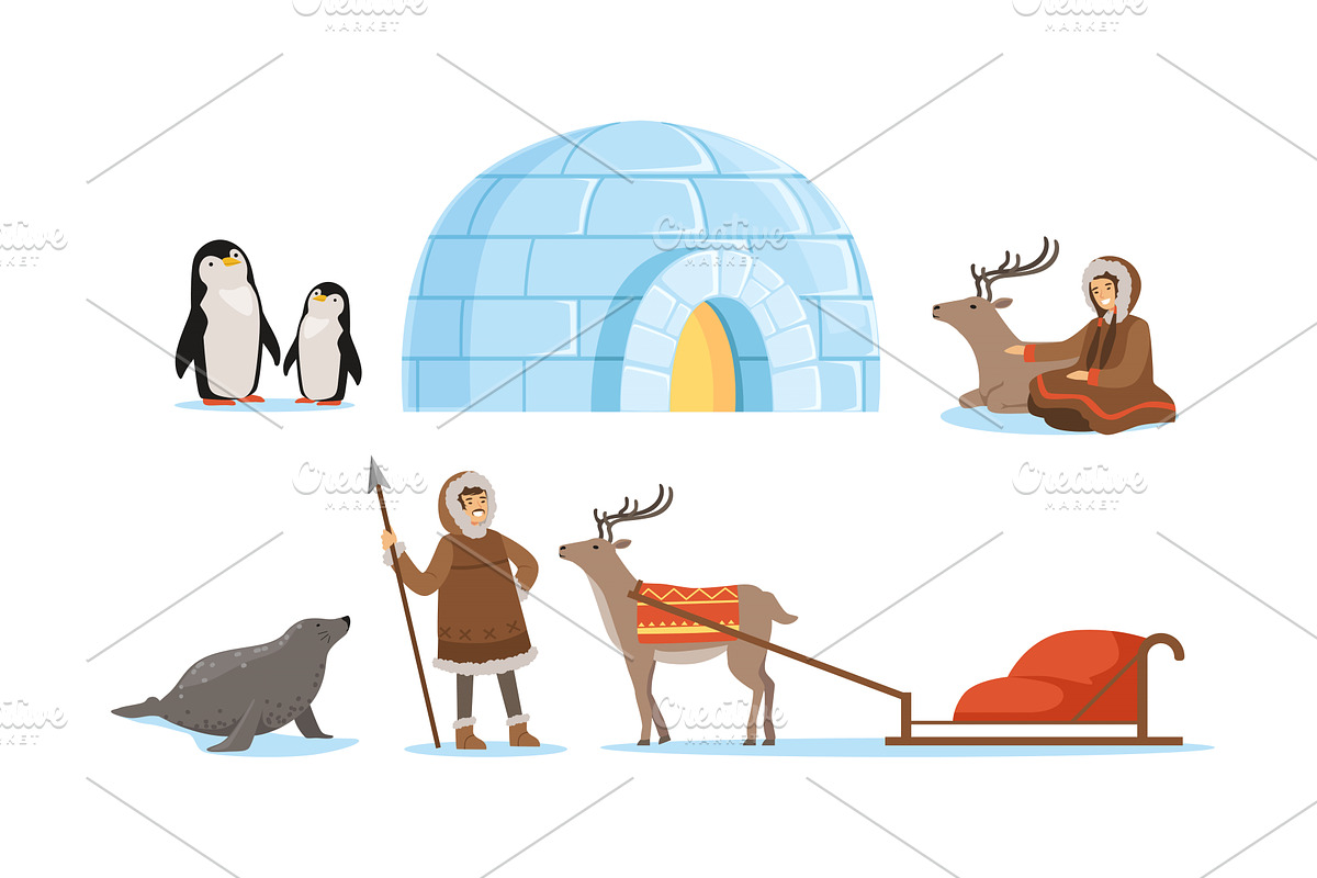 Wild North Arctic People and, a Person Illustration by TopVectors