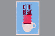 Coffee Break retro vector poster set, a Food Illustration by PoPaShop (Thumbnail 2 of 9)