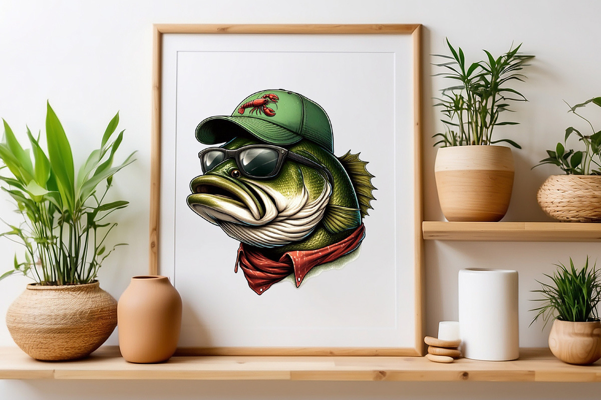 Watercolor Funny Bass Fish PNG, a Seasonal Illustration by Craft Nest (Photo 6 of 6)