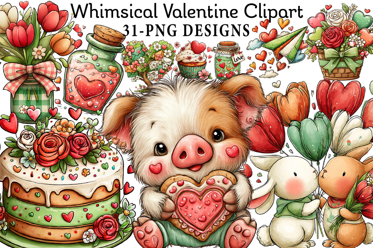 Whimsical Valentine Clipart Png, an Illustration by Daily.Designs (Photo 1 of 7)