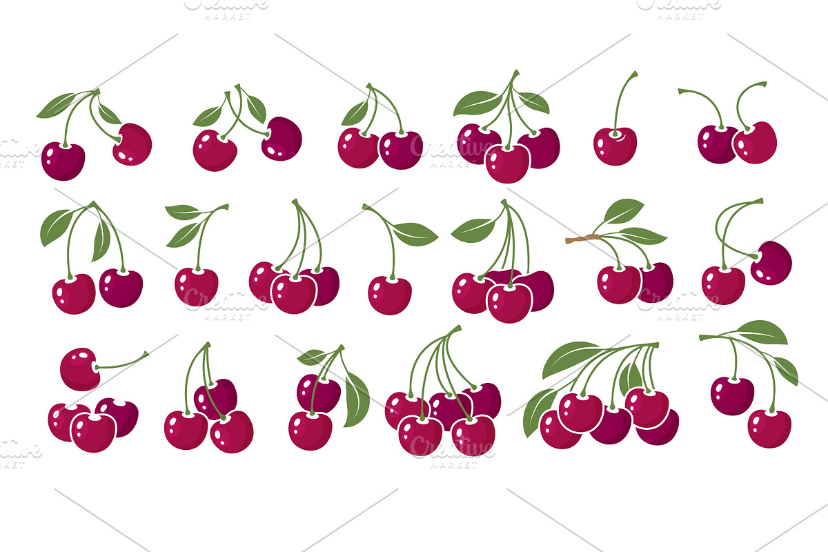 Cherry. Natural fruits illustrations, a Food Illustration by Onyx