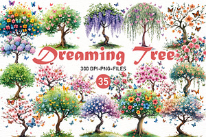 Watercolor Dreaming Tree Clipart, a Seasonal Illustration by Designworld