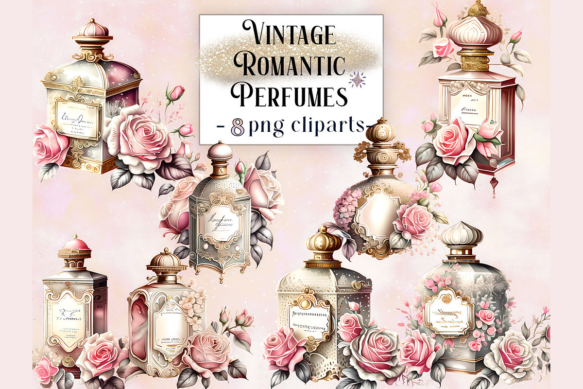 Vintage Romantic Perfume Cliparts, an Object Illustration by EdeniaArtStudio (Photo 4 of 4)