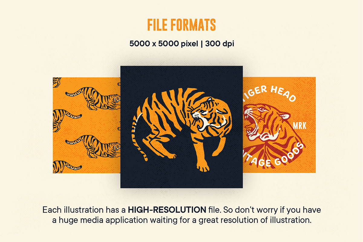 Vintage Tiger Illustrations, an Animal Illustration by ARQAM Studio (Photo 4 of 9)