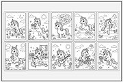 Unicorn Daily Routine Coloring Pages, an Animal Illustration by Lamia Emad (Thumbnail 2 of 5)