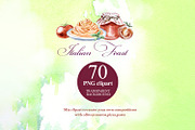 Italian Feast Watercolor Clipart, a Food Illustration by ArtCreationsDesign (Thumbnail 7 of 9)