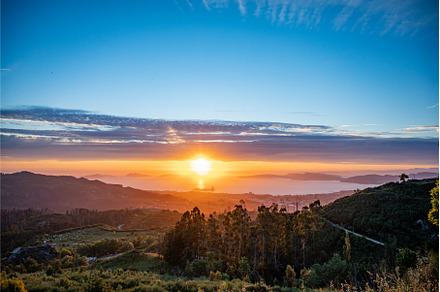 Sunset on the coast of Vigo with the