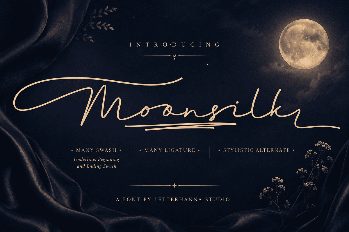 Moonsilk Font, a Handwritten Font by Letterhanna Studio (Photo 1 of 15)