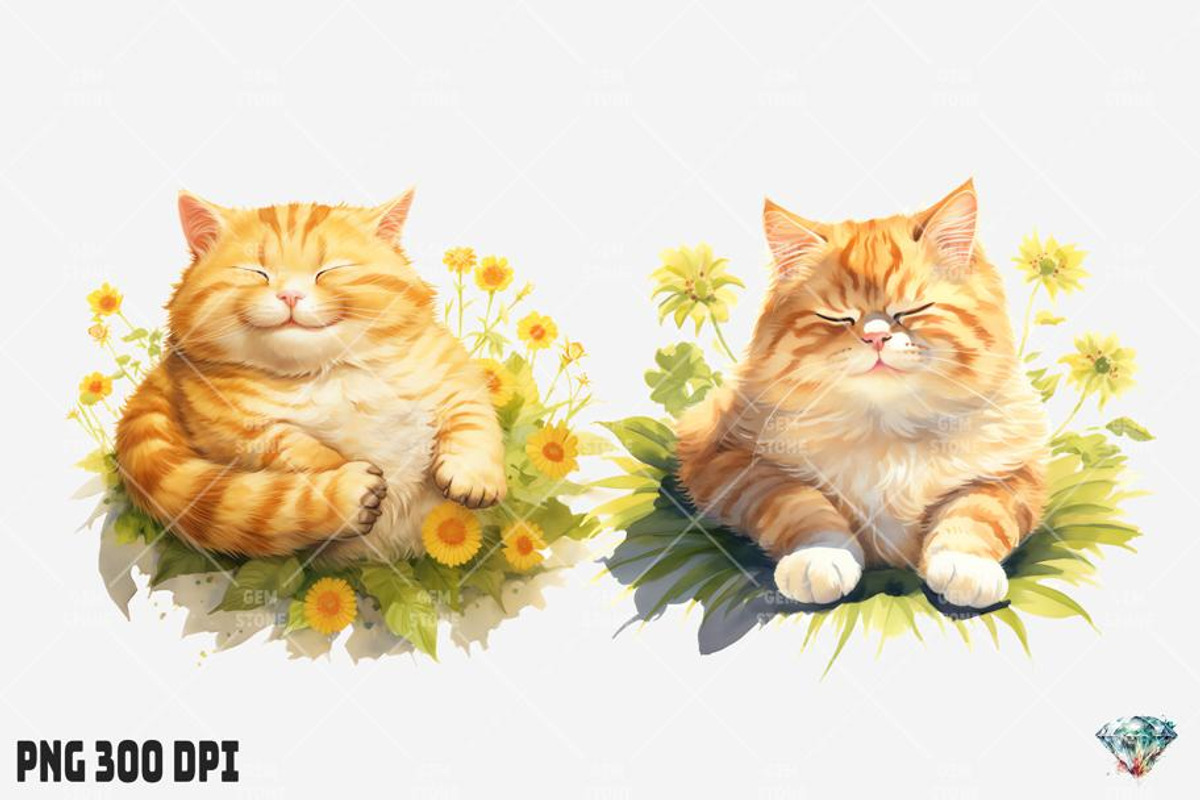 Summer Fat Cat Watercolor, an Illustration by Gemstone (Photo 12 of 12)