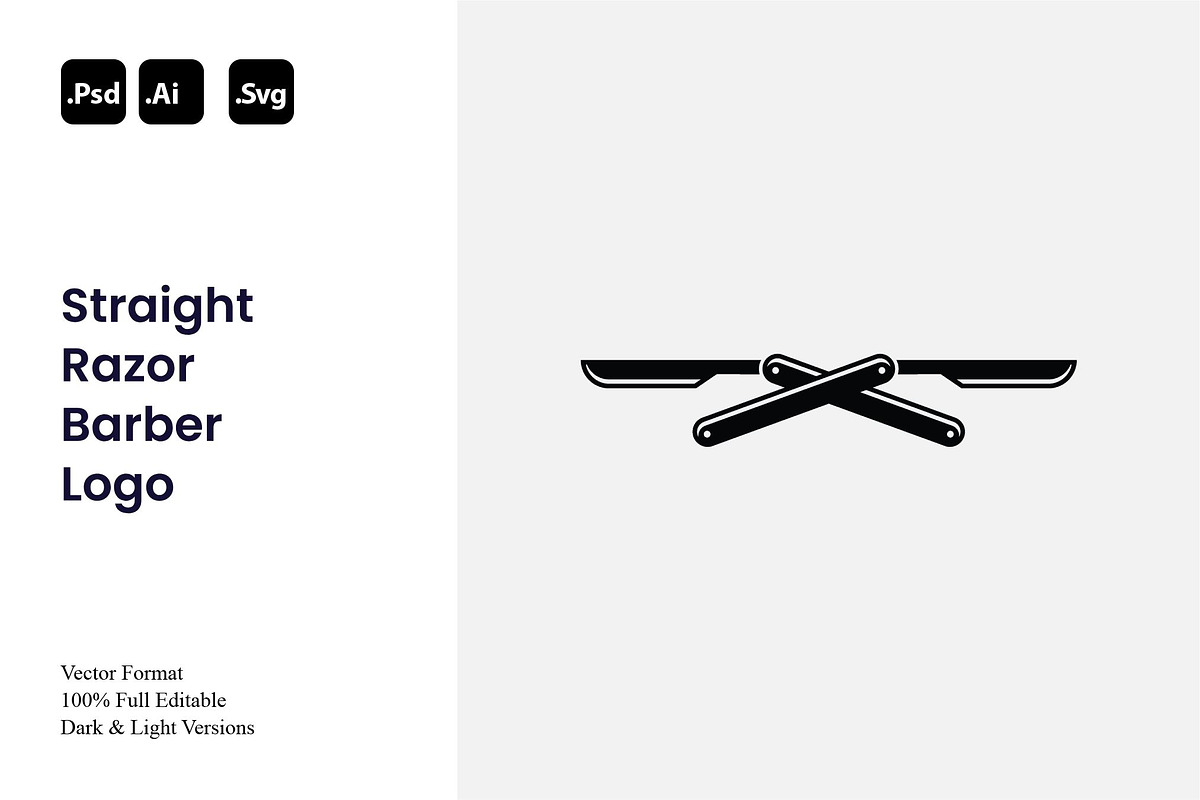 Straight Razor Barber Logo, a Branding & Logo Template by Luxury Logos (Photo 1 of 4)