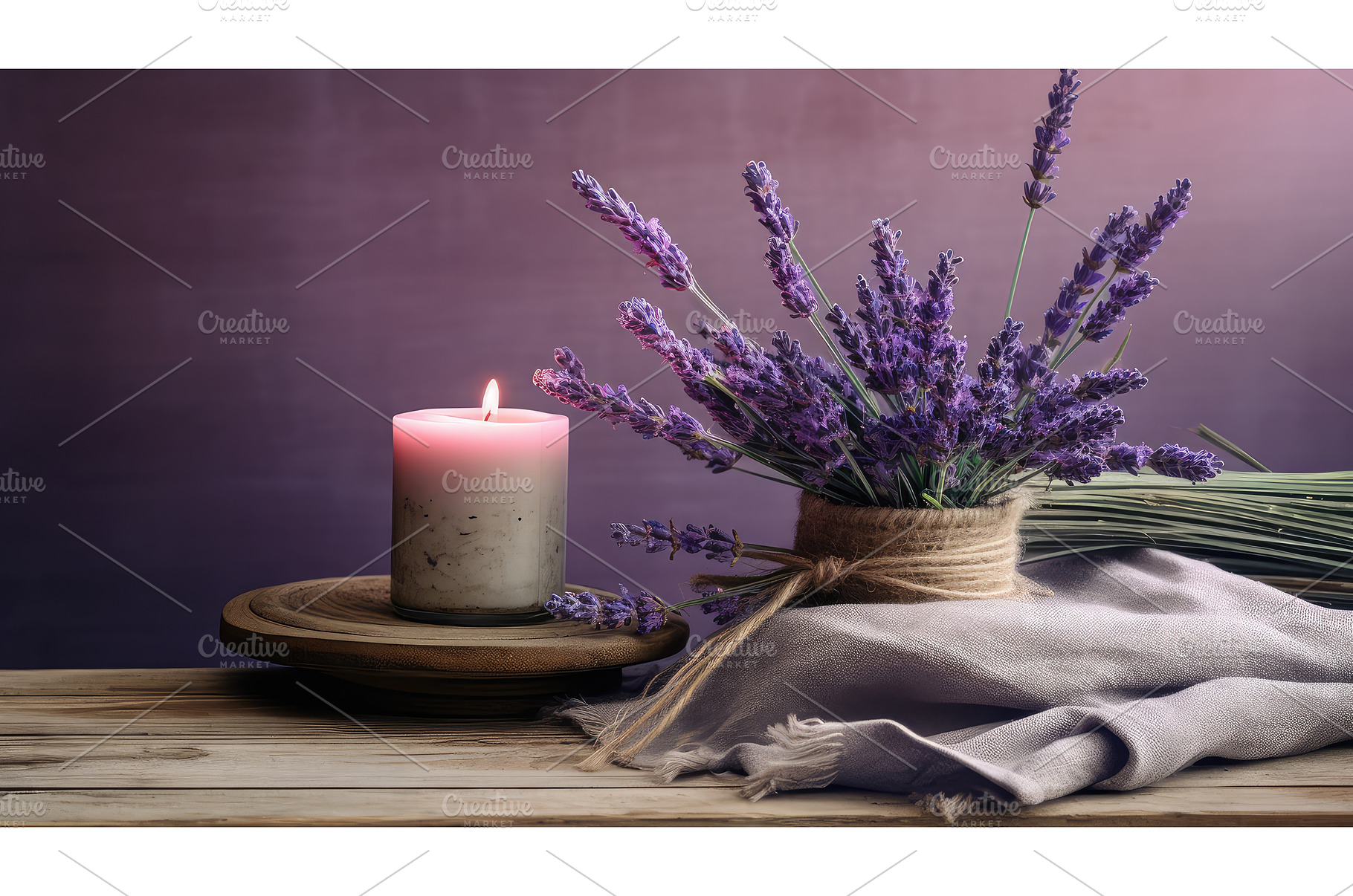 aromatherapy lavender and candle ai, a Beauty & Fashion Photo by pikepicture