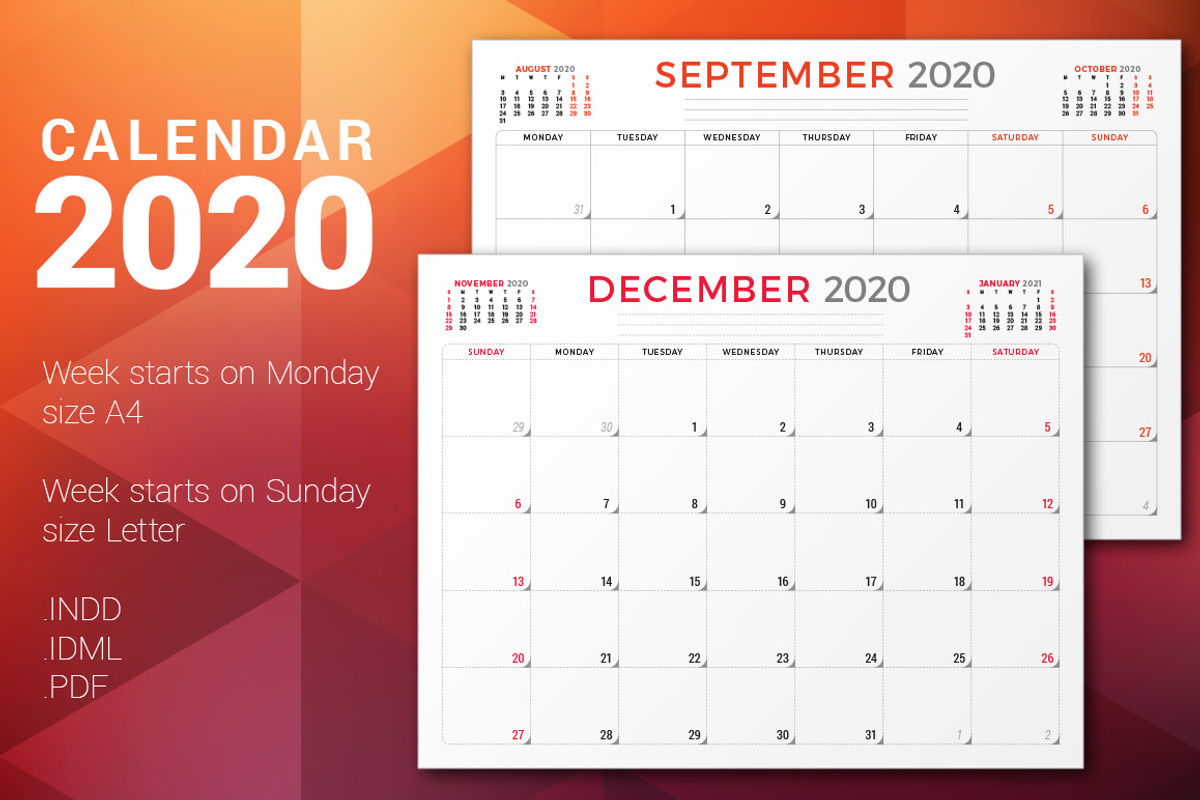 Monthly Planner 2020, a Stationery Template by AntartStock (Photo 1 of 6)