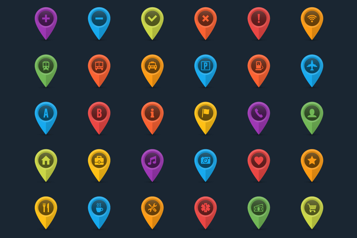 Map Location Pins Colorful Icons, an Icon by Creative Ink (Photo 4 of 4)