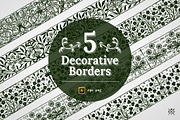 5 Decorative Borders, a Pattern Graphic by Basari Design (Thumbnail 1 of 3)