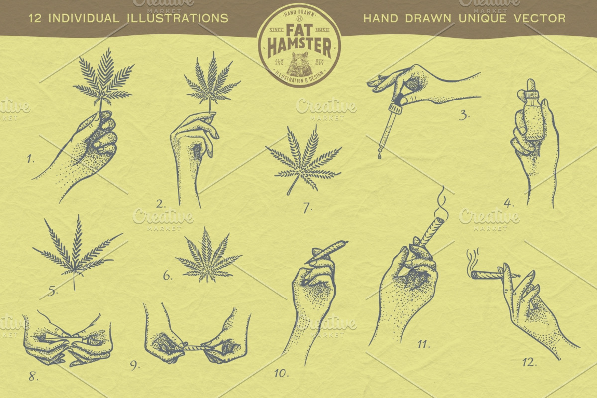 Cannabis & Hand vintage illustration, a Healthcare Illustration by Fat Hamster (Photo 4 of 16)