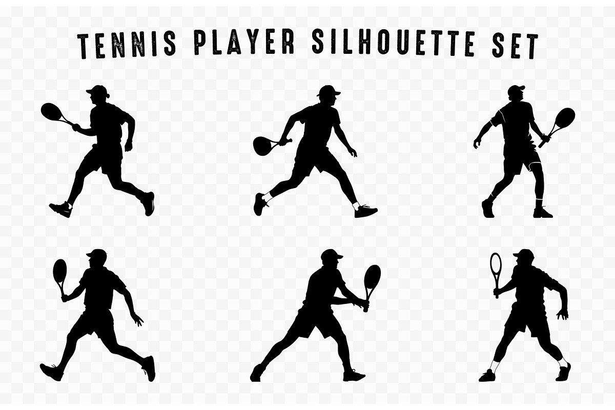 Tennis Player Black Silhouette set, a Person Illustration by Gfx Expert Team (Photo 2 of 3)