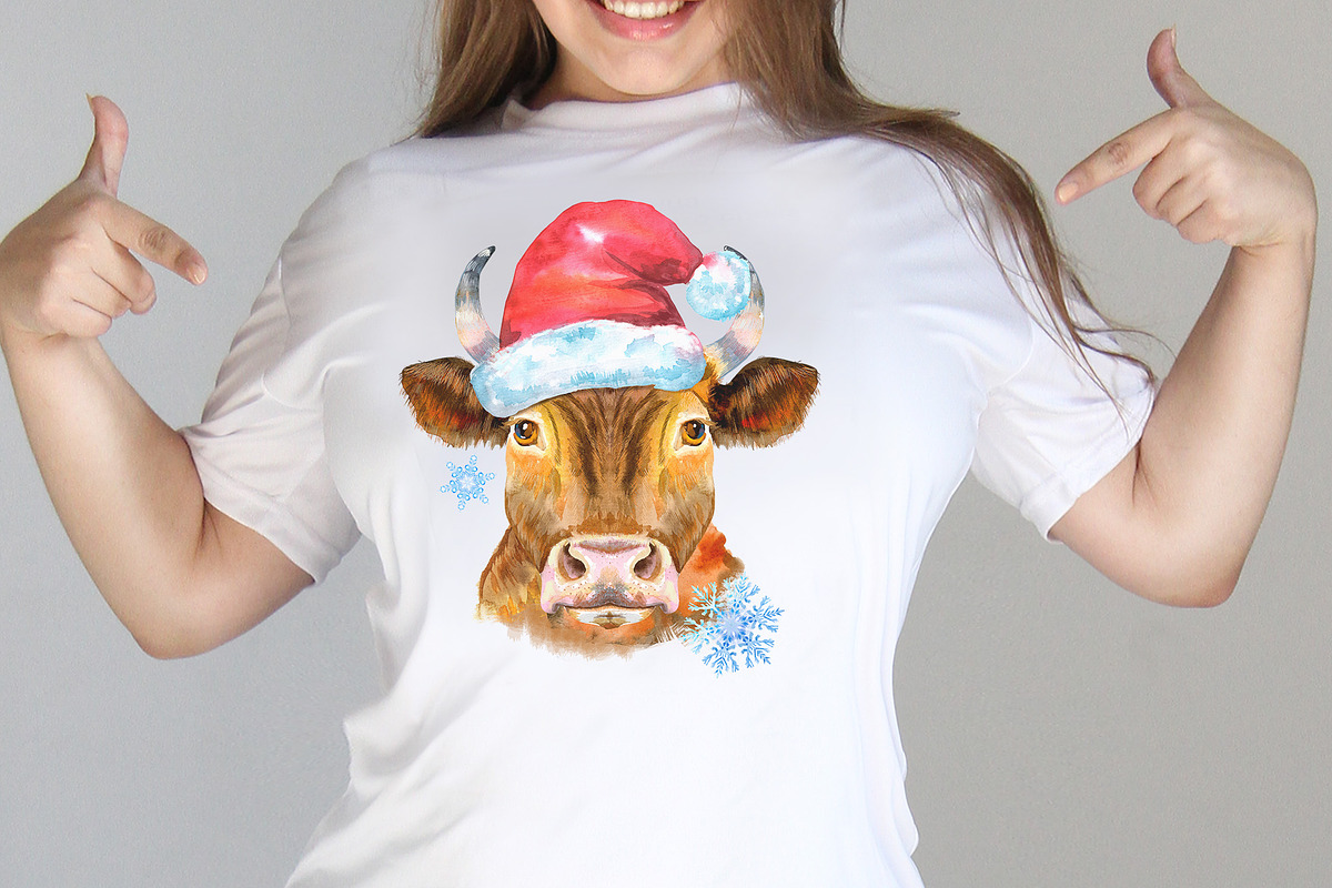 Christmas bulls, an Animal Illustration by Watercolor fantasy (Photo 2 of 4)