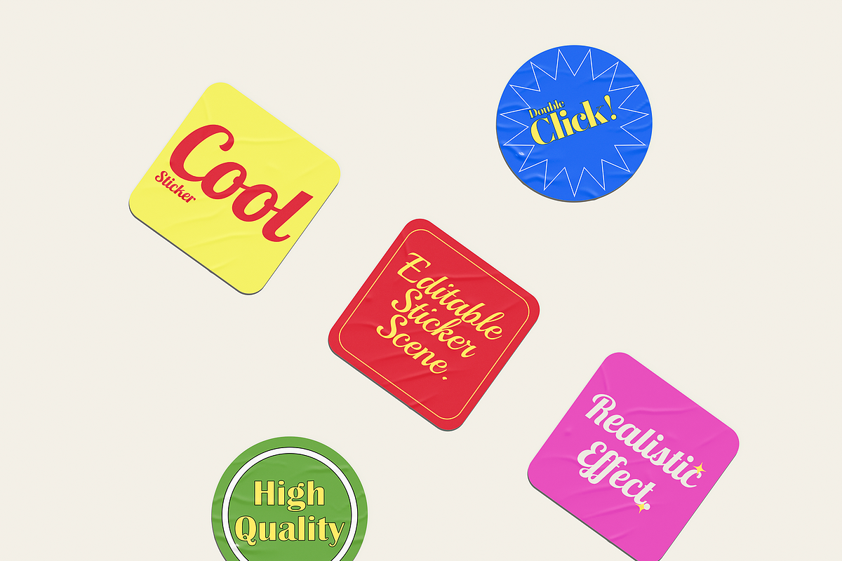 Sticker Mockup, a Merchandise Mockup by Bartama Graphic (Photo 2 of 4)