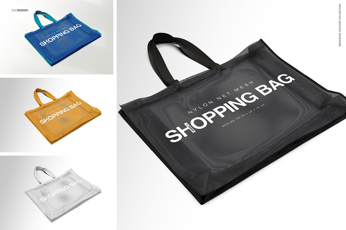 Nylon Net Mesh Shopping Tote Mockup, a Packaging Mockup by INCDesign (Photo 11 of 22)