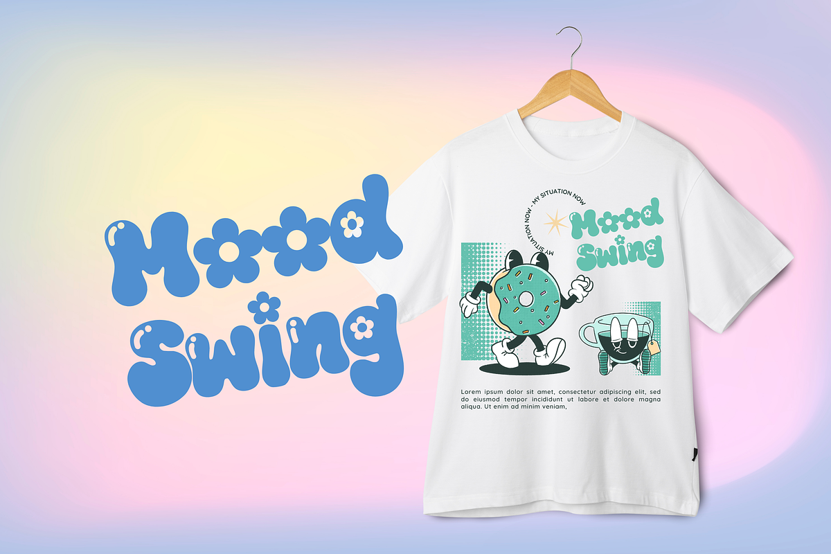 Groovy Flower Retro Font, a Sans Serif Font by Babymimiart (Photo 3 of 7)