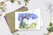 Blooming Jacaranda tree Watercolor, an Object Graphic by ON_lineart_store (Thumbnail 2 of 9)