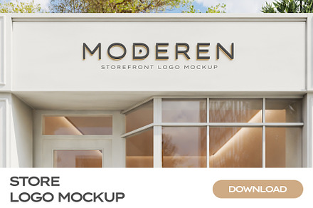 Store Facade Signage Logo Mockup