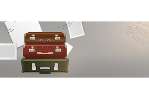 Vintage luggage stack with realistic, an Object Illustration by art PVP - market