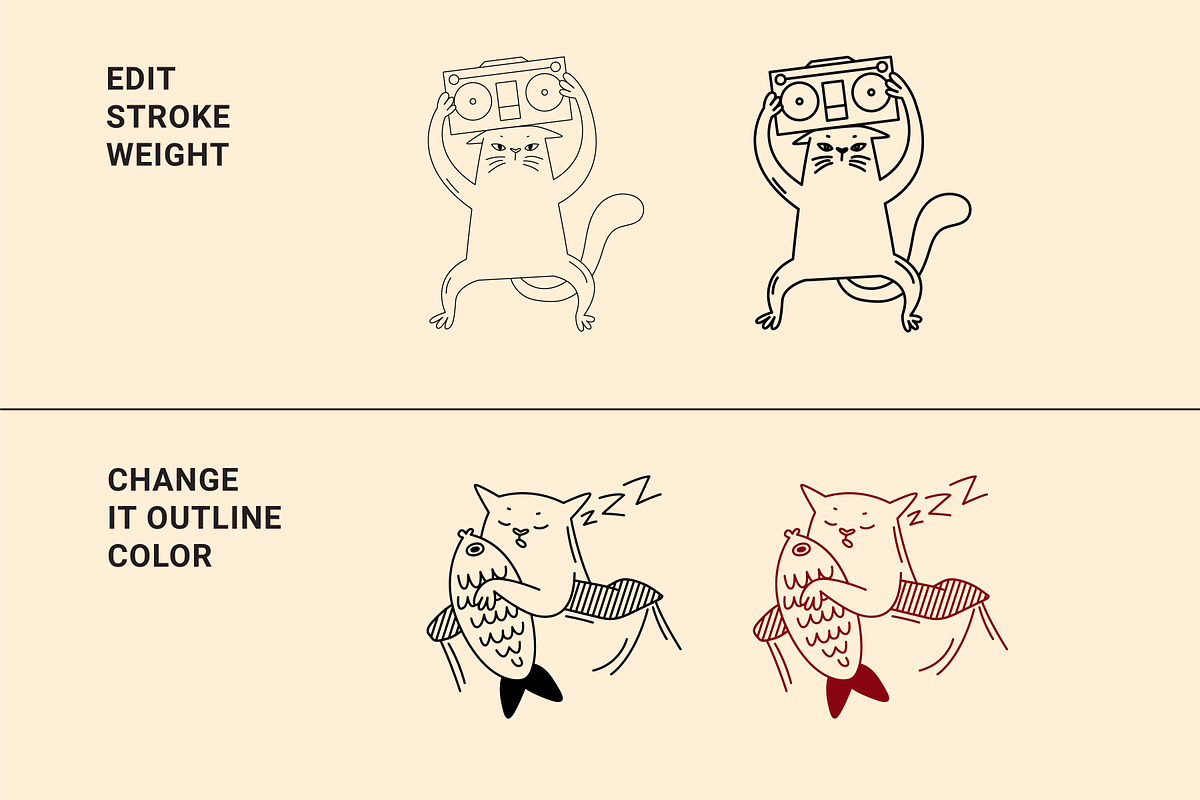 22 Funny cats vector illustration 1, an Animal Illustration by Yanakicc (Photo 4 of 10)
