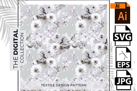 Seamless floral monochrome pattern.