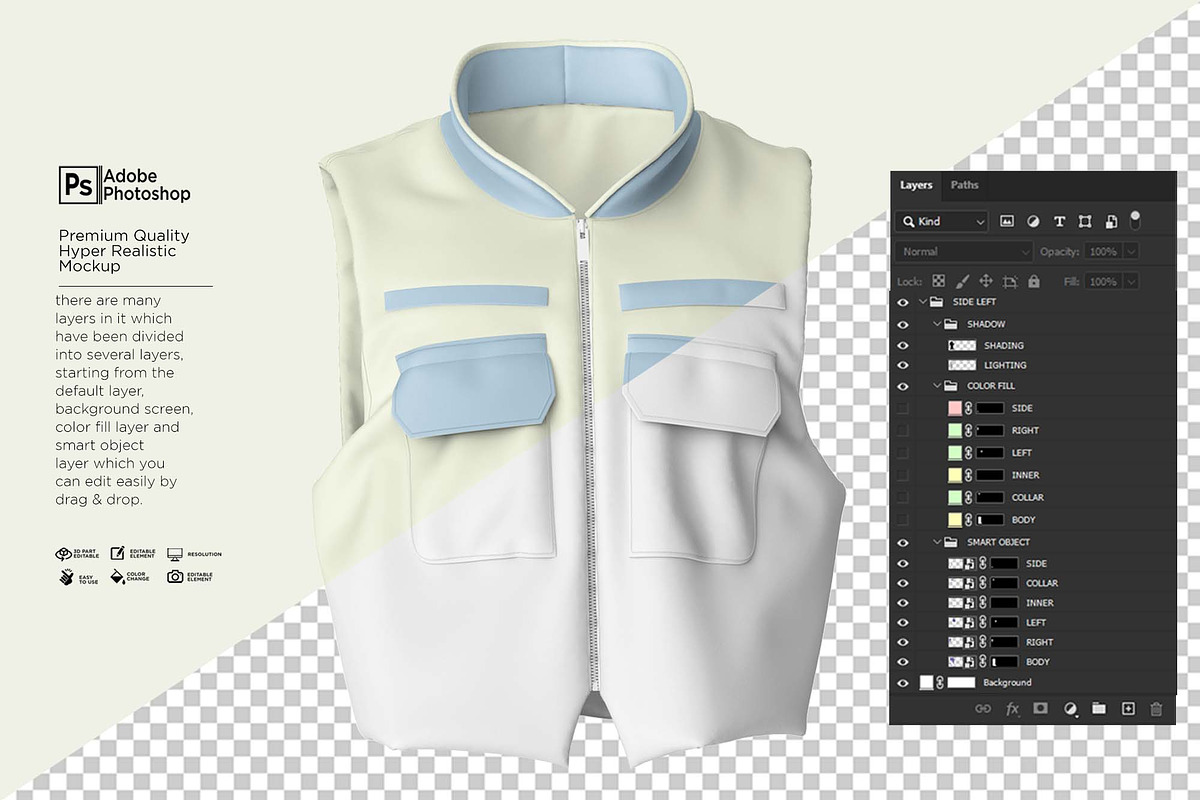 Men's Vest Zipper Mockup, a Shirt Mockup by Nanggroe Scripting (Photo 4 of 9)