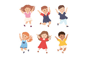 Happy Boy and Girl Jumping with Joy, a Person Illustration by TopVectors