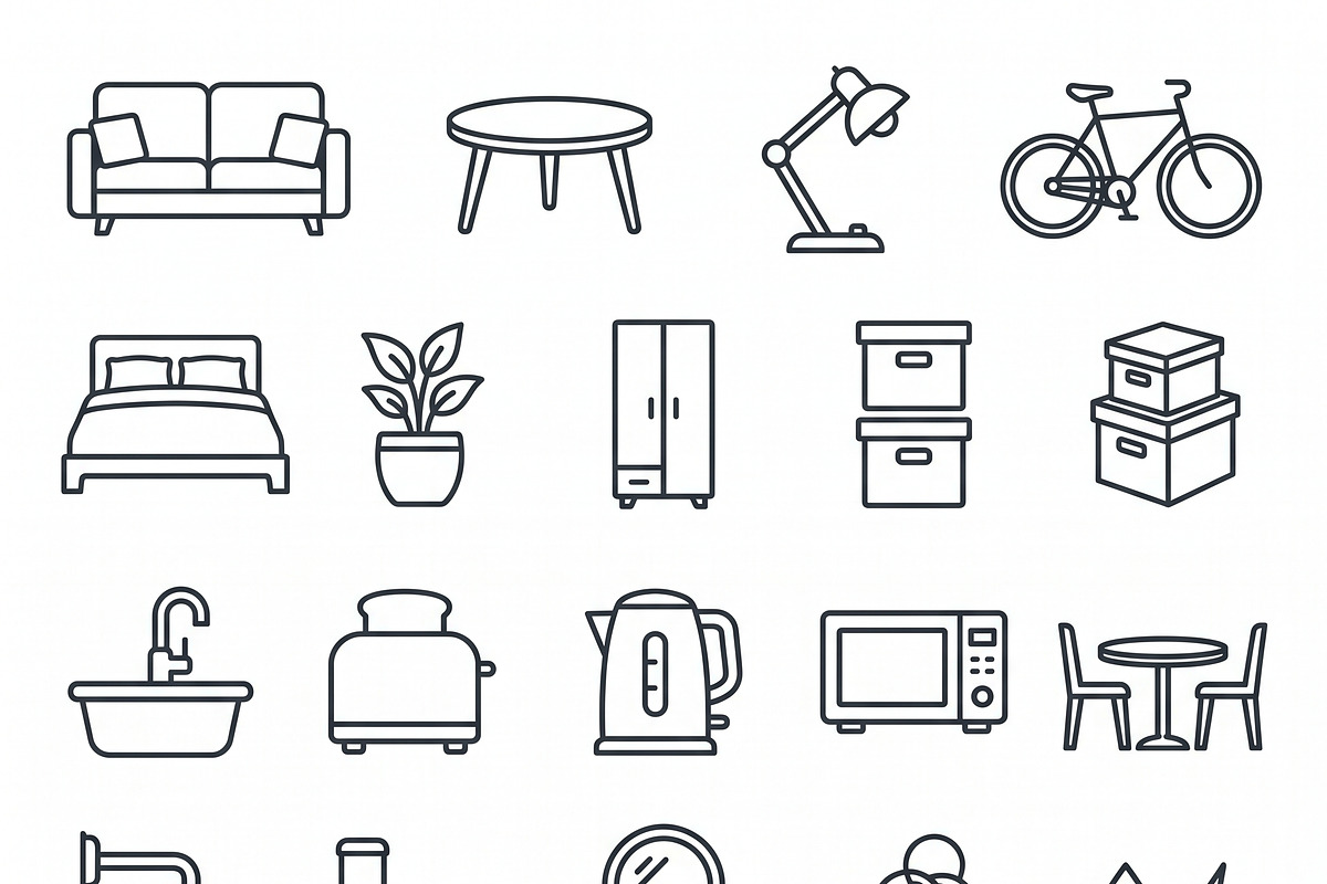 42 Vector Tiny Apartment Icon Set, an Outline Icon by adenpinkstore (Photo 11 of 12)