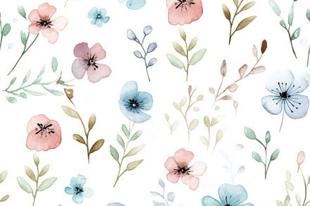 A watercolor painting of flowers on a white background created with Generative, a Background Photo by OSORIOartist